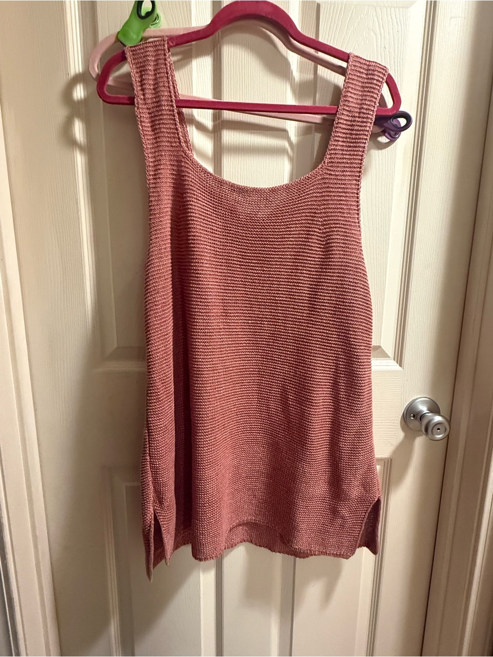 MM Lafleur Dusty Rose Sleeveless Knit Tank 100% LINEN